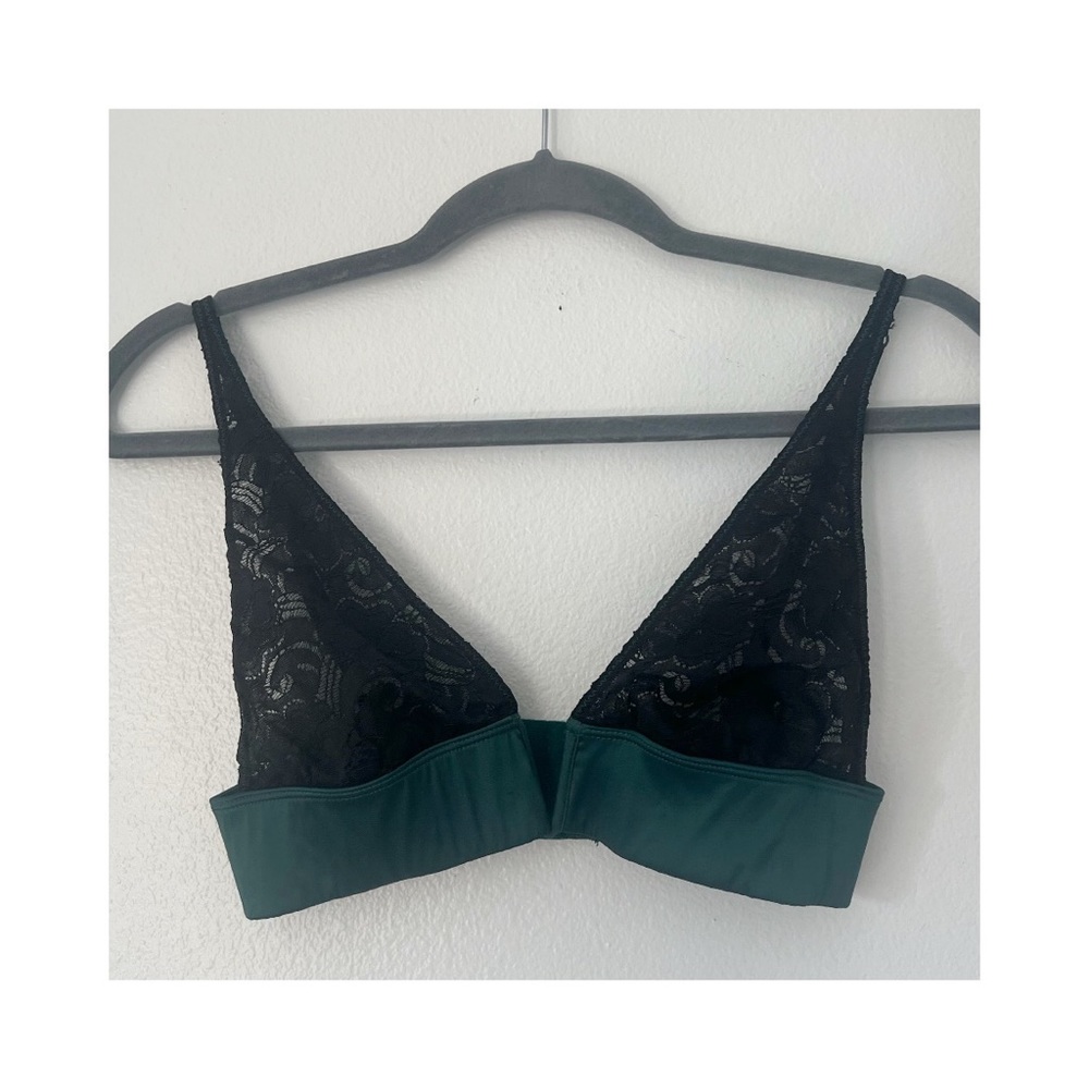 Free People XS Emerald Green and Black Lace Triangle Bralette